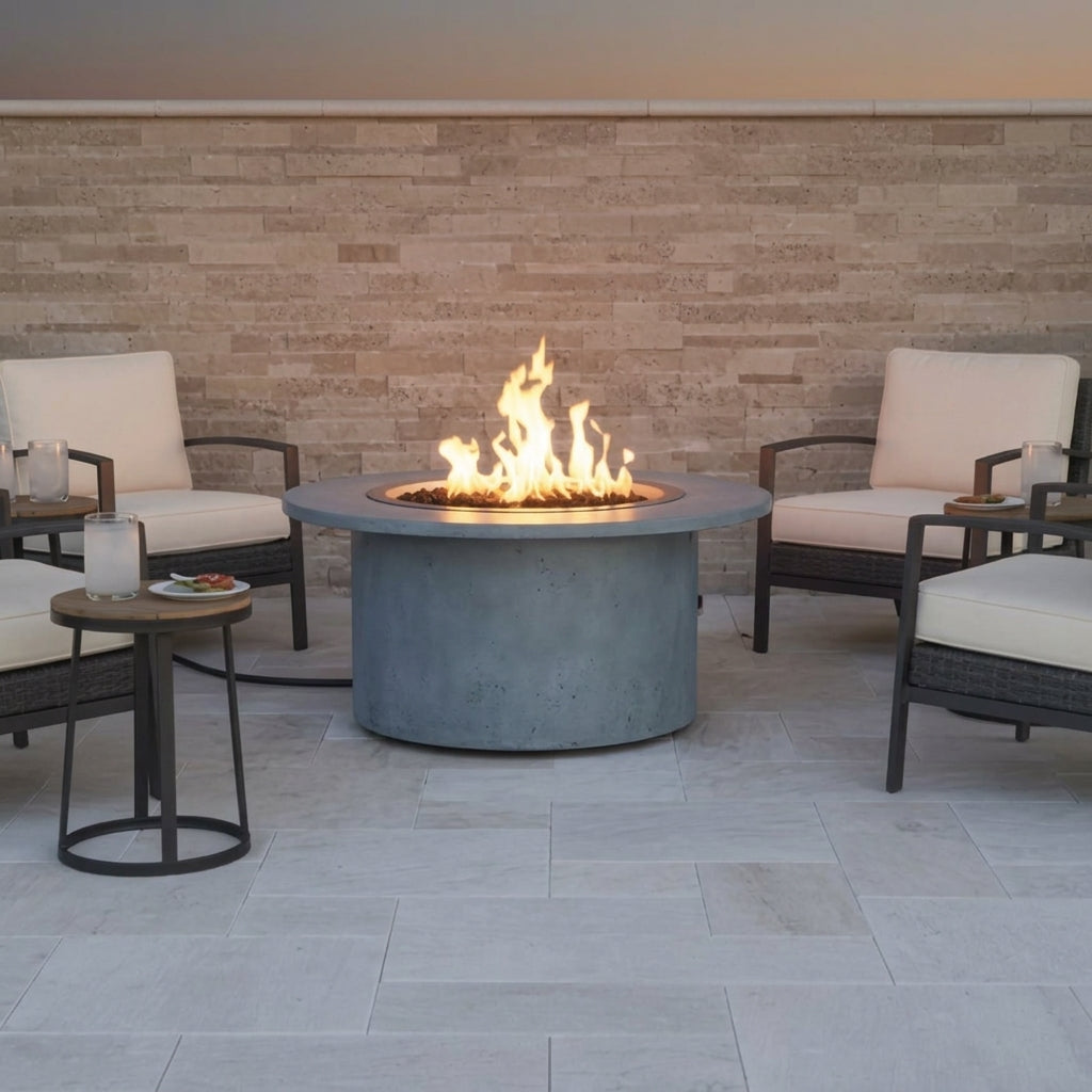 TessaRai 2-Piece Round Fire Table Kit in Coastal Blue