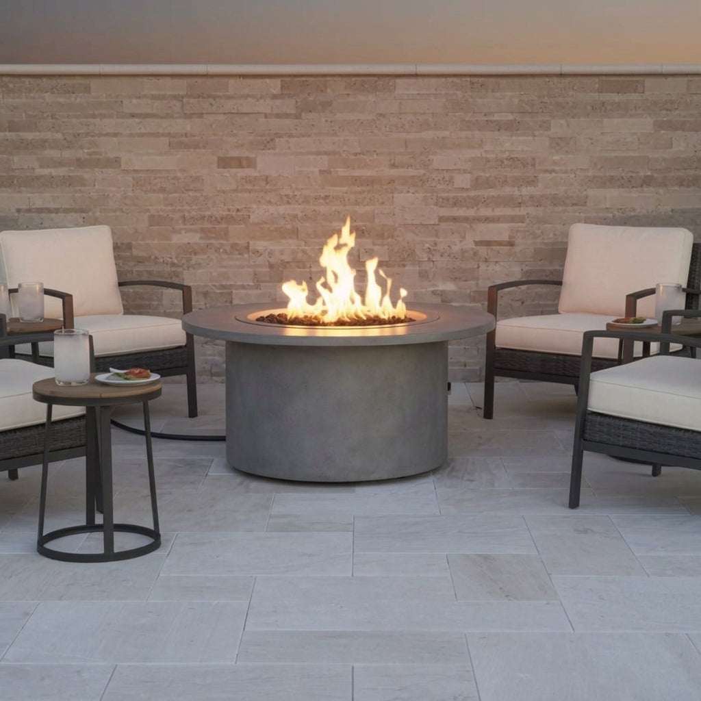 TessaRai 2-Piece Round Fire Table Kit in Medium Grey