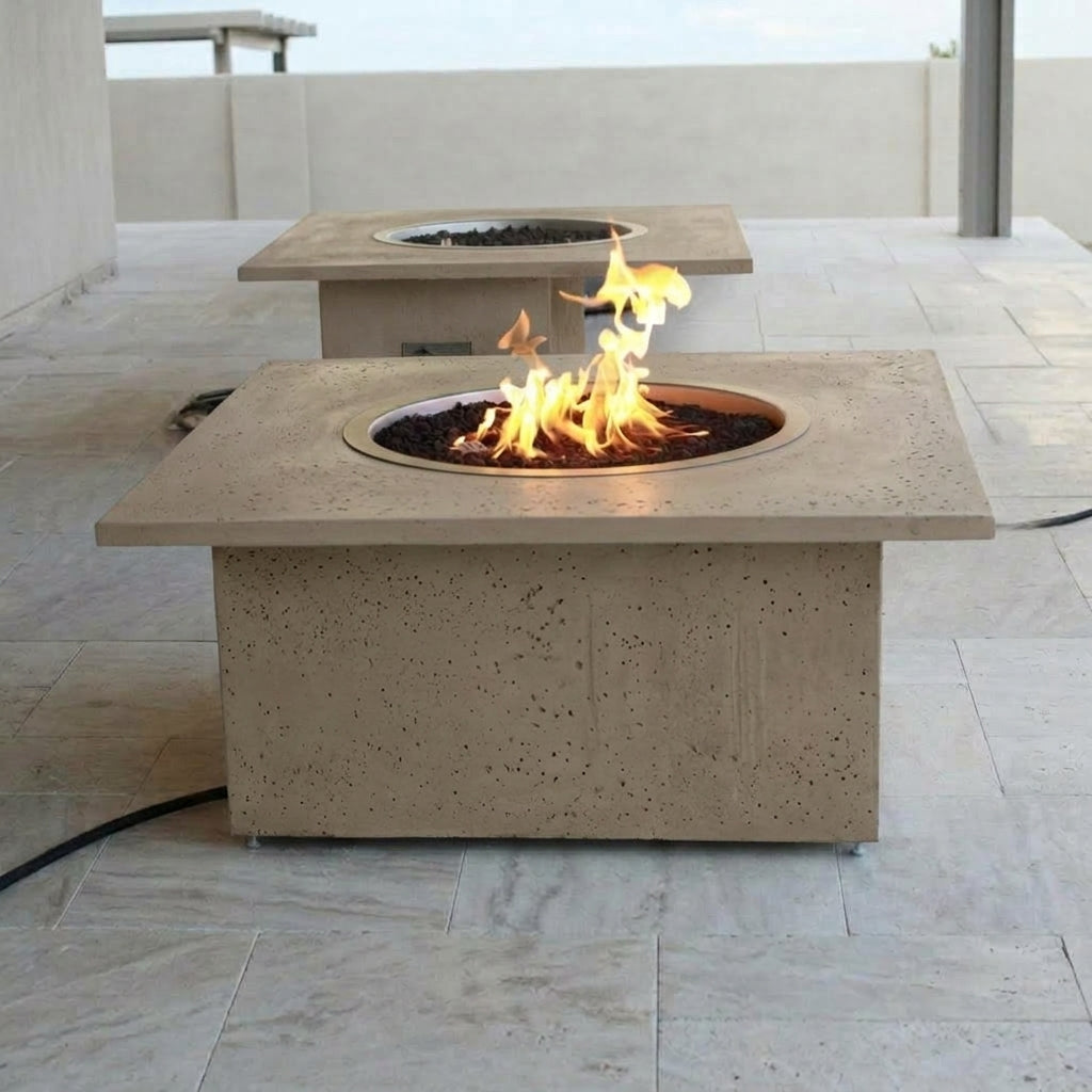 TessaRai 2-Piece Square Fire Table Kit in Beach Dune