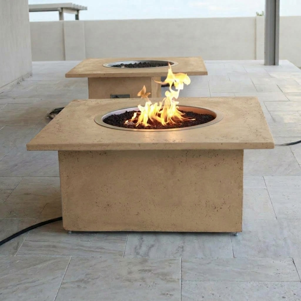 TessaRai 2-Piece Square Fire Table Kit in Beach Sand