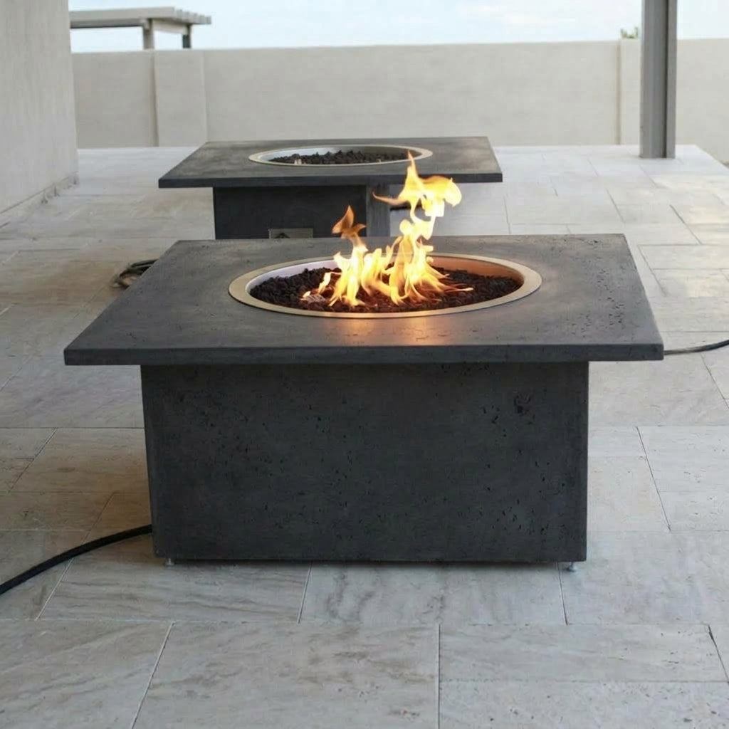 TessaRai 2-Piece Square Fire Table Kit in Charcoal