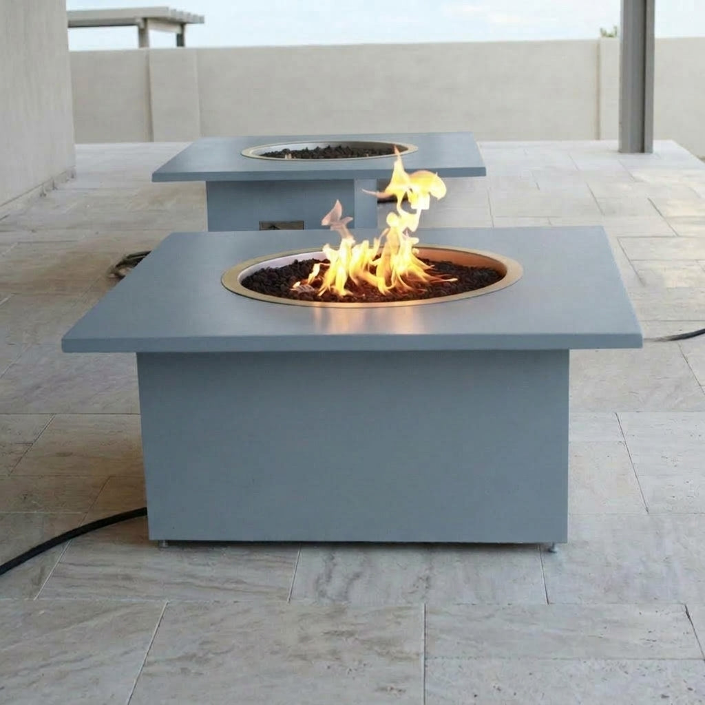 TessaRai 2-Piece Square Fire Table Kit in Coastal Blue