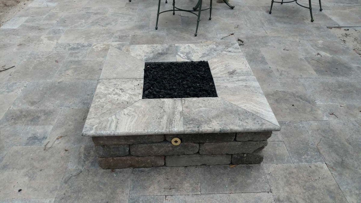TessaRai Rectangle Fire Pit Kit: Manual Ignition at dusk