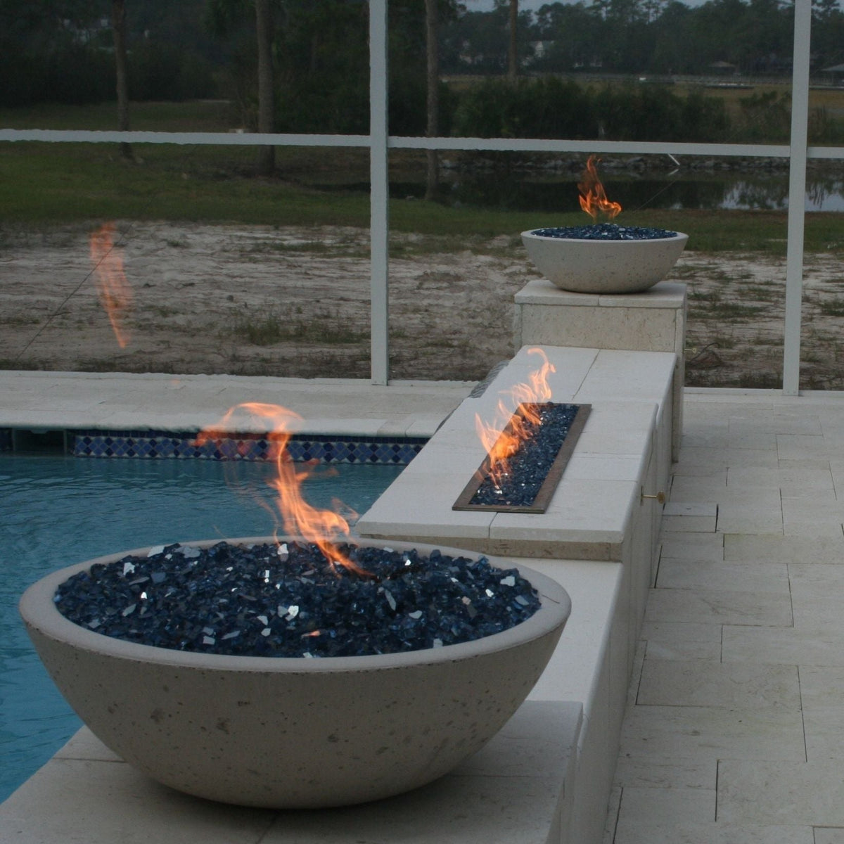 TessaRai Round Fire Bowl: Manual Ignition — GFRC fire bowl, lifestyle photo 5